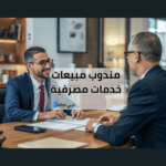 مندوب مبيعات خدمات مصرفية يستقبل عميل في مكتبه في البنك لمناقشة قرض