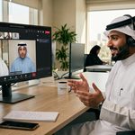 SDR مندوب تطوير مبيعات سعودي يتواصل مع عميل محتمل مؤهل من قِبل التسويق (MQL) كويتي عبر اجتماع افتراضي.